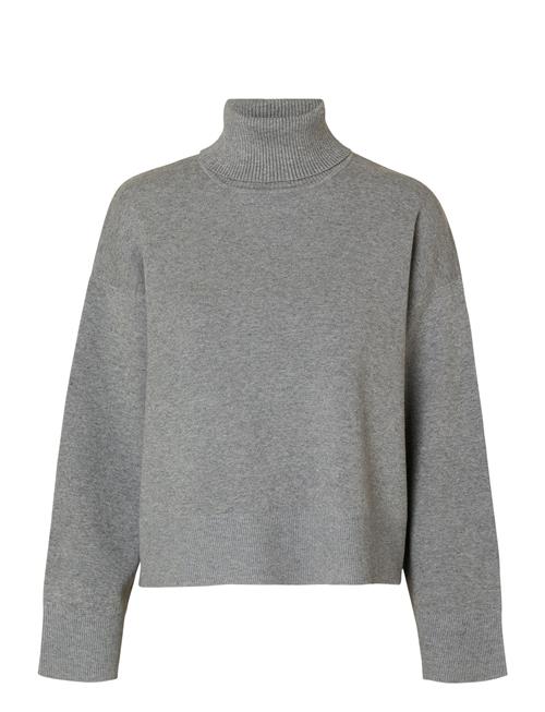 Se Selected Femme Slfkamma Ls Knit Roll Neck Noos Selected Femme Grey ved Booztlet