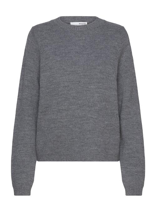 Se Selected Femme Slfana Ls Knit O-Neck Noos Selected Femme Grey ved Booztlet