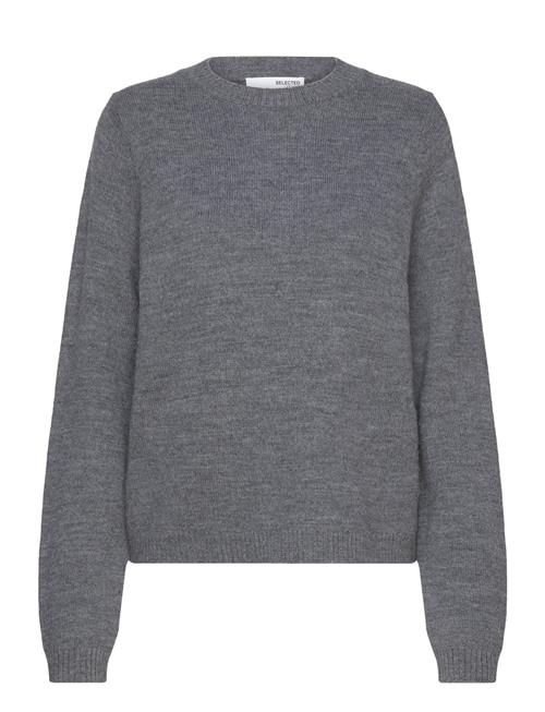Slfana Ls Knit O-Neck Noos Selected Grey