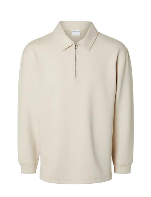 Slhrelax-Emanuel Soft Polo Zip Sweat Ex Selected Cream