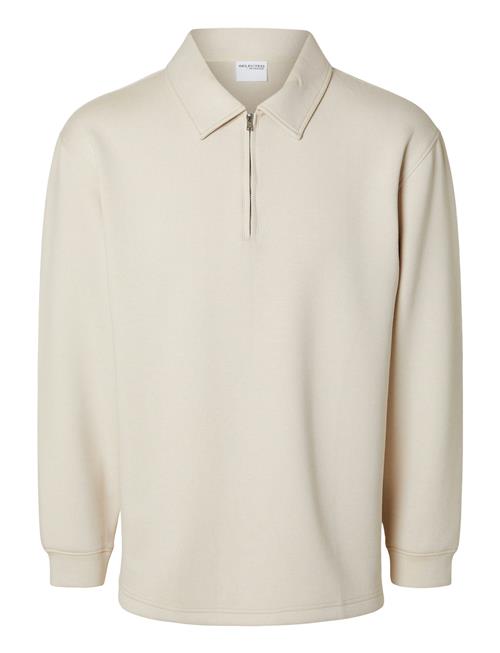 Slhrelax-Emanuel Soft Polo Zip Sweat Ex Selected Homme Cream