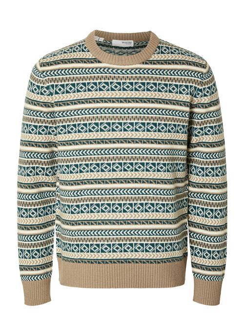 Se Selected Homme Slhfade Ls Knit Fairisle Crew Neck Selected Homme Beige ved Booztlet