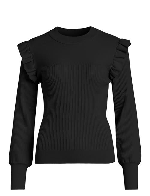 Se Vila Vineira O-Neck L/S Rib Knit Top - Noos Vila Black ved Booztlet