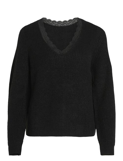 Vila Vilou Rev V-Neck L/S Lace Knit Top -Noos Vila Black