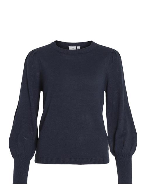 Se Vila Viava L/S O-Neck Knit Pullover - Noos Vila Navy ved Booztlet