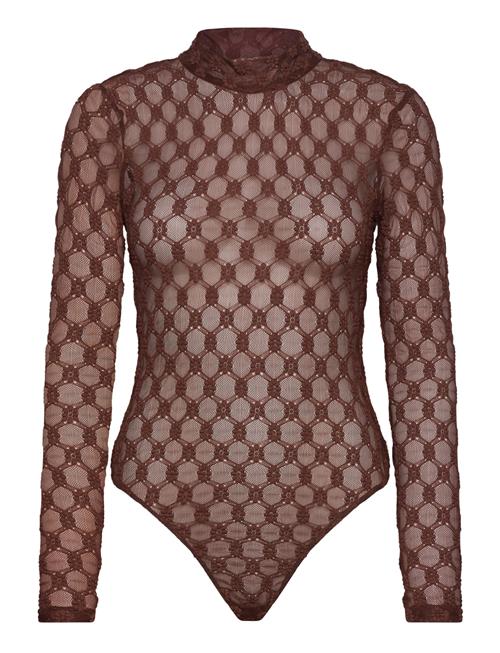 Se Bardot Adoni Backless Mesh Bodysuit Bardot Brown ved Booztlet