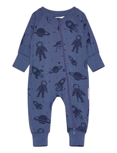 Bamboo Two Way Zip Pyjamas Blue Astronaut Geggamoja Blue