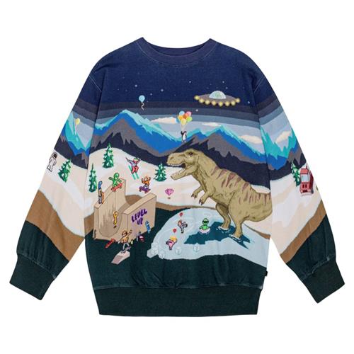 Se Molo GOTS Monti Sweatshirt Pixelscape | Blå | 104 cm ved Babyshop