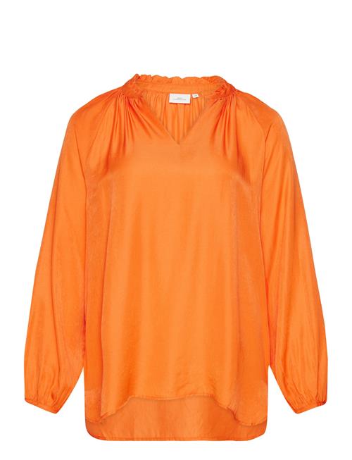 Se ONLY Carmakoma Carkalana L/S V-Neck Blouse Wvn ONLY Carmakoma Orange ved Booztlet