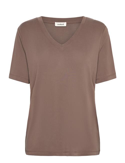 Slcolumbine Loose Fit V-Neck Ss Soaked In Luxury Brown