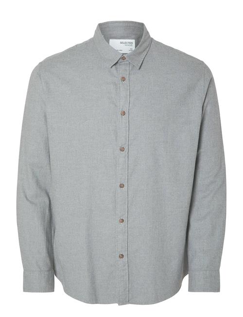 Slhslimowen-Flannel Shirt Ls Noos Selected Grey