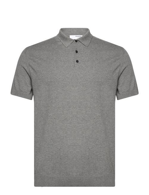 Selected Homme Slhberg Ss Knit Polo Noos Selected Homme Grey