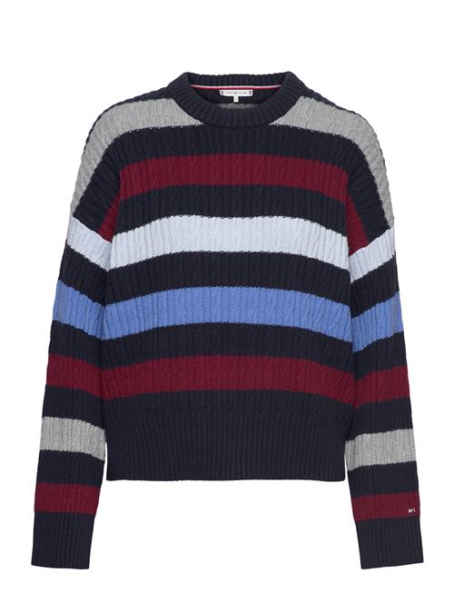 Se Tommy Hilfiger Cable Rwb Stripe C-Nk Sweater Tommy Hilfiger Patterned ved Booztlet