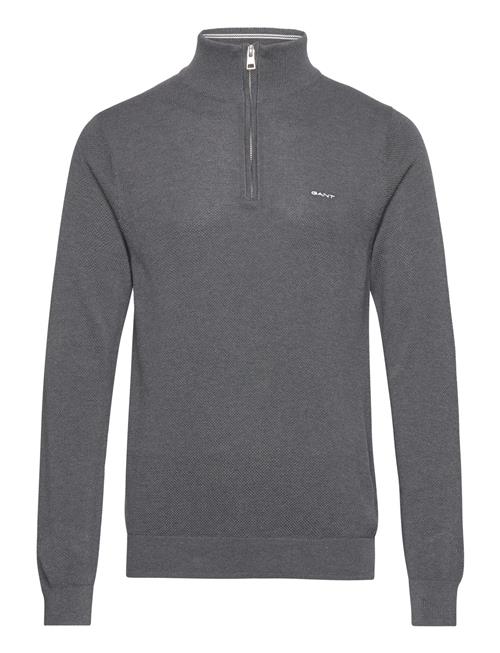 Se GANT Cotton Pique Half Zip GANT Grey ved Booztlet