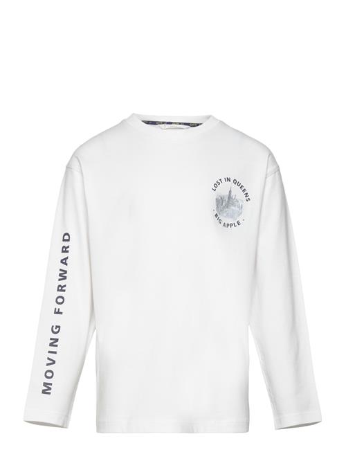 Se Mango Printed Long Sleeve T-Shirt Mango White ved Booztlet