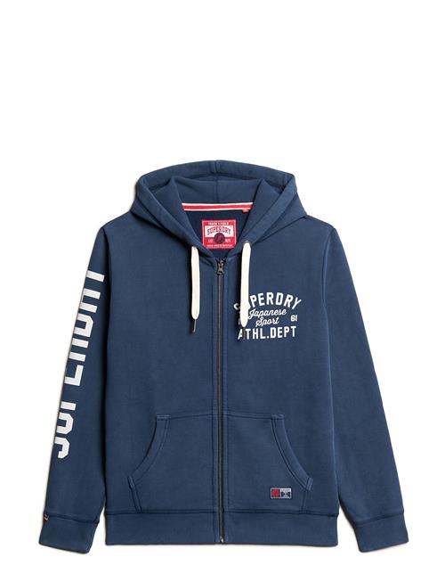 Se Superdry Track & Field Graphic Ziphood Superdry Blue ved Booztlet