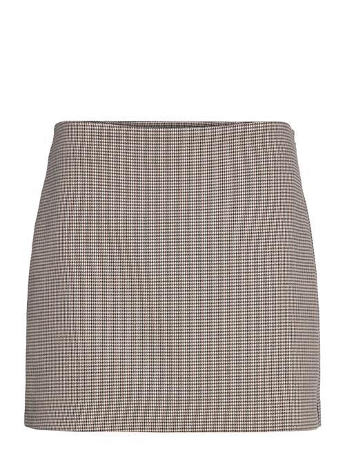 Houndstooth Miniskirt Mango Brown