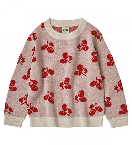 Se FUB Bluse - Uld - Acorn - Ecru/Red ved KidsWorld