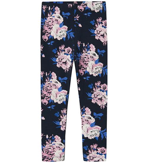 Se Name It Leggings - NmfVivian - Dark Sapphire m. Blomster ved KidsWorld