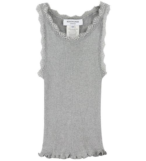 Se Rosemunde Rosemunde Top - Silke/Bomuld - Rib - Light Grey Melange m. Blond ved KidsWorld