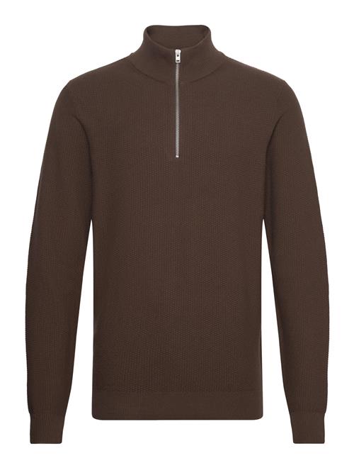 Se Casual Friday Cfkarl 0160 Structured Halfzip Knit Casual Friday Brown ved Booztlet