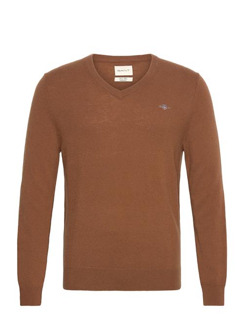 GANT Extrafine Lambswool V-Neck GANT Brown