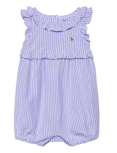 Ralph Lauren Baby Striped Knit Oxford Bubble Shortall Ralph Lauren Baby Blue