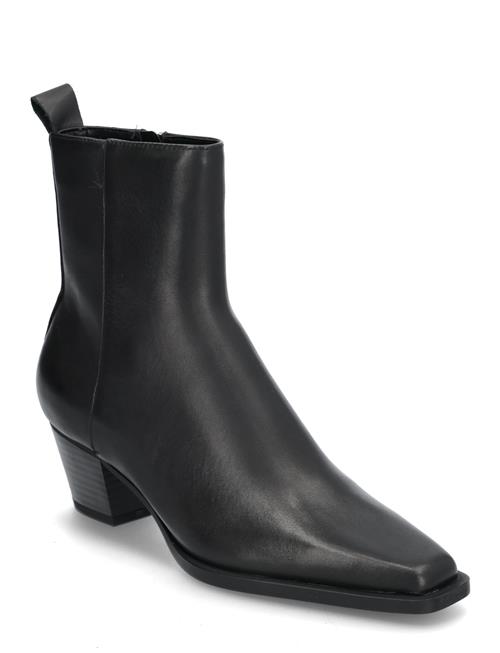 Se Mango Leather Ankle Boots With Block Heel Mango Black ved Booztlet