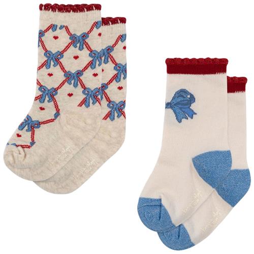 Konges Sløjd 2 Pack Jaquard Socks  Bow Mix | Blå | 17-18 EU