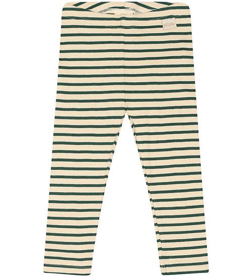 Se Petit Piao Leggings - Rib - Modal - Emerald green/dark Off White ved KidsWorld