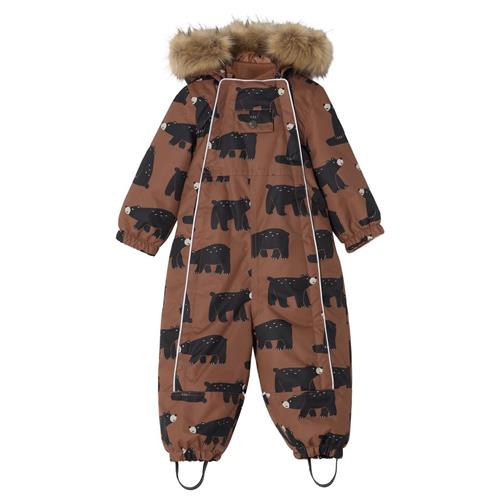 Se Kuling Val D'Isere Mønstret Flyverdragt Black Bear | Brun | 86 cm ved Babyshop