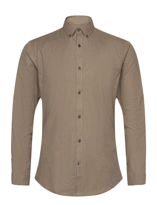 Lindbergh Mouliné Stretch Shirt L/S Lindbergh Beige