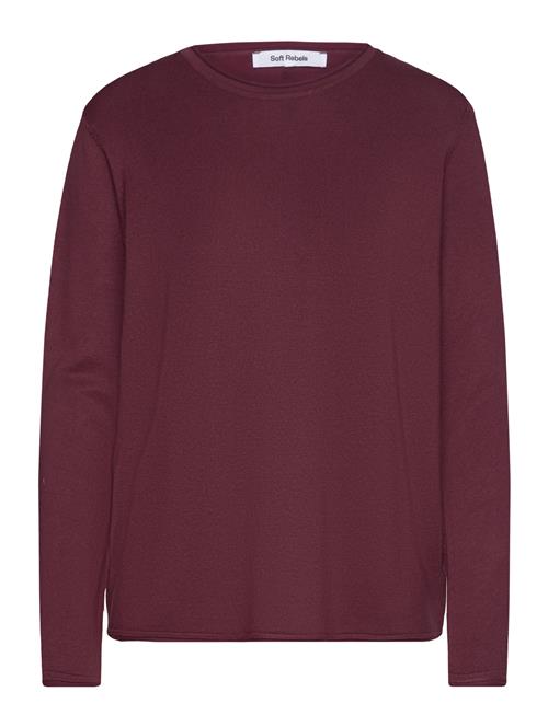 Soft Rebels Srmarla O-Neck Roll Edge Knit Soft Rebels Burgundy