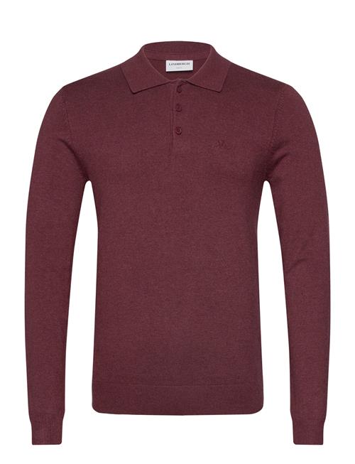 Se Lindbergh Long Sleeve Knitted Poloshirt Lindbergh Burgundy ved Booztlet