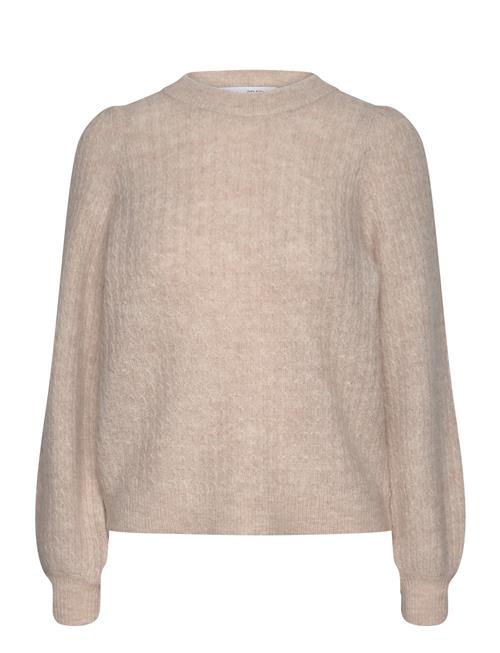 Selected Femme Slflulu Ls Structure Knit O-Neck Selected Femme Beige