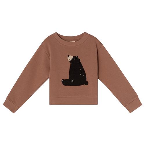 Se Kuling GOTS Heraklion Sweatshirt Black Bear Appliqué | Brun | 98/104 cm ved Babyshop