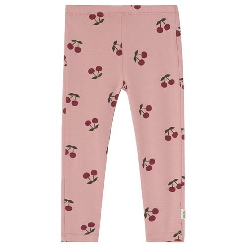 Se Kuling GOTS Serrai Mønstrete Leggings Med Kirsebær Woody Rose | Lyserød | 74/80 cm ved Babyshop