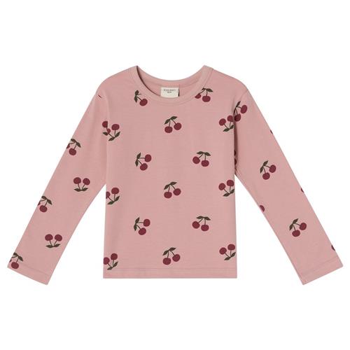 Se Kuling GOTS Athens Mønstret Langærmet T-shirt Med Kirsebær Woody Rose | Lyserød | 110/116 cm ved Babyshop