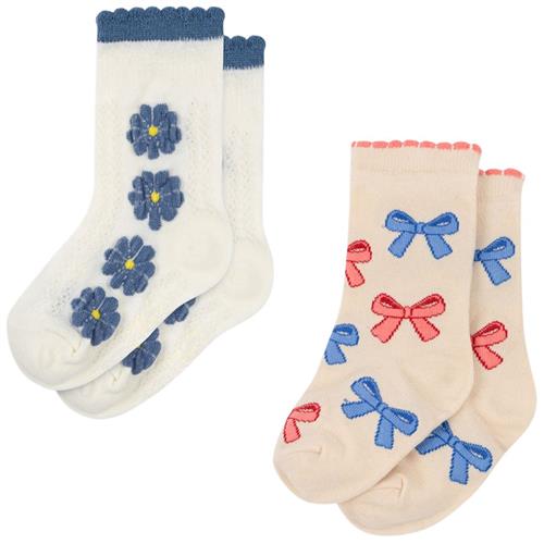 Konges Sløjd 2 Pack Jaquard Socks  Bow Mix | Blå | 17-18 EU