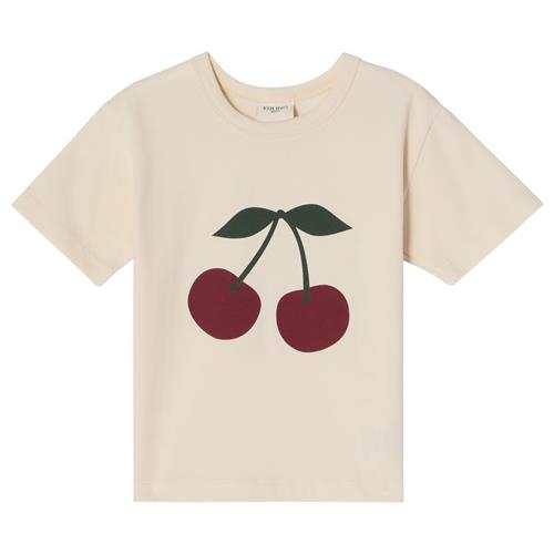 Se Kuling GOTS Santorini T-shirt Med Tryk Med Kirsebær Cremefarvet | Hvid | 74/80 cm ved Babyshop