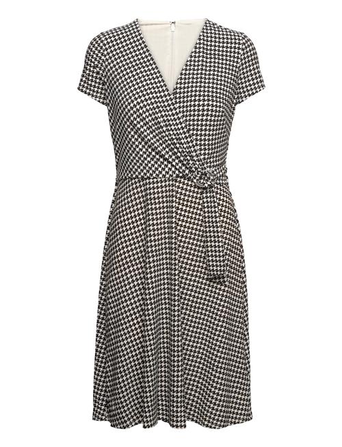 Houndstooth Jersey Surplice Dress Lauren Ralph Lauren Black