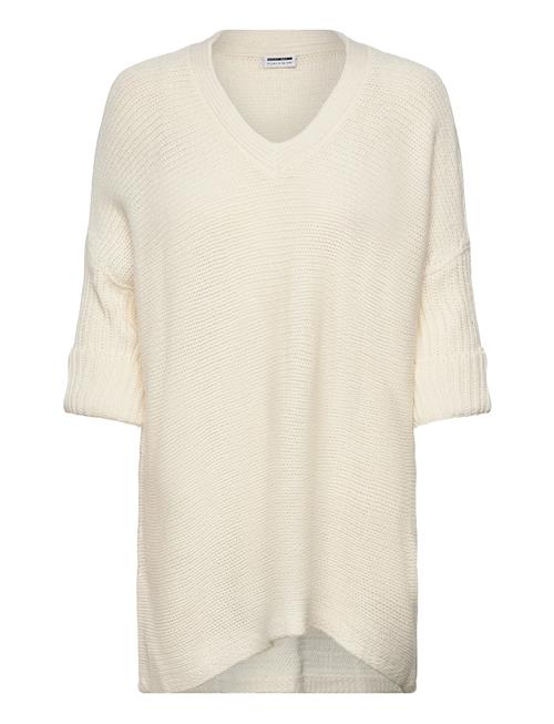 Se NOISY MAY Nmvera 3/4 Light V-Neck Knit Dd NOISY MAY Cream ved Booztlet