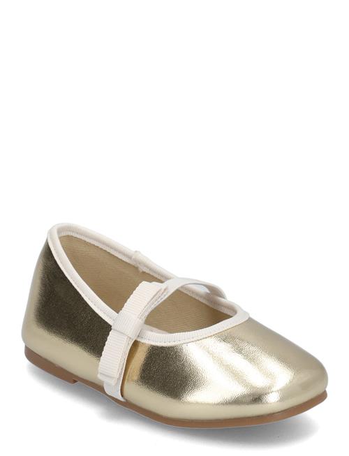 Se Mango Metallic Strip Ballerinas Mango Gold ved Booztlet