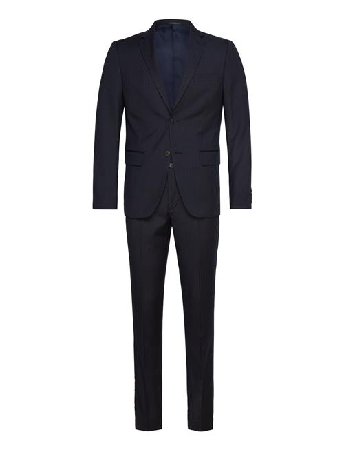 Lindbergh Narrow Striped Mens Suit Lindbergh Navy