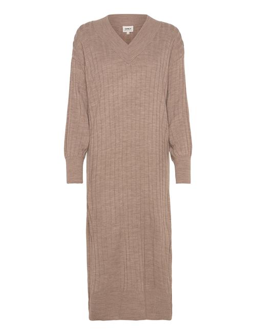 Se Only Maternity Olmnew Tessa L/S Midi V Dress Knt Only Maternity Beige ved Booztlet