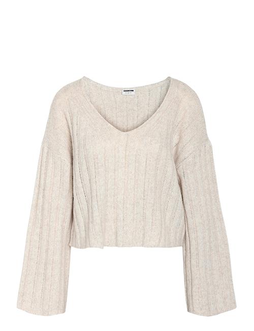 NOISY MAY Nmnina L/S V-Neck Crop Knit Fwd S* NOISY MAY Cream