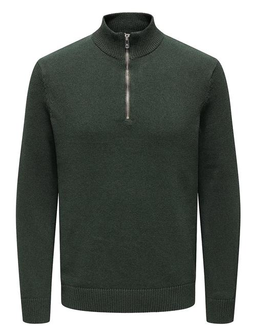 Se ONLY & SONS Onsfabian Life Reg 7 Half Zip Knit ONLY & SONS Green ved Booztlet