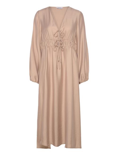 Bubbleroom Norah V-Neck Strap L/S Dress Bubbleroom Beige