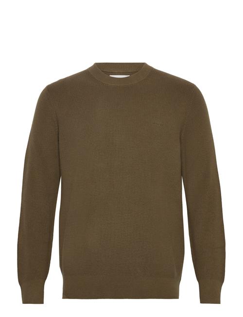 Se GANT Cotton Wool Rib C-Neck GANT Khaki ved Booztlet