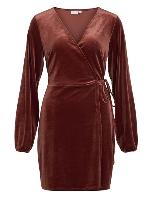 Vikatja L/S Short Velvet Wrap Dress/Ka Vila Burgundy